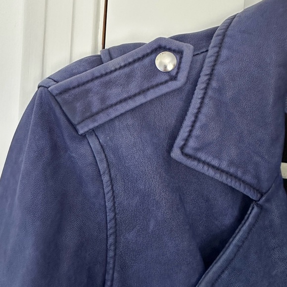 IRO Paris Ashville Leather Moto Jacket, blue, size FR40/US8 - Picture 5 of 8